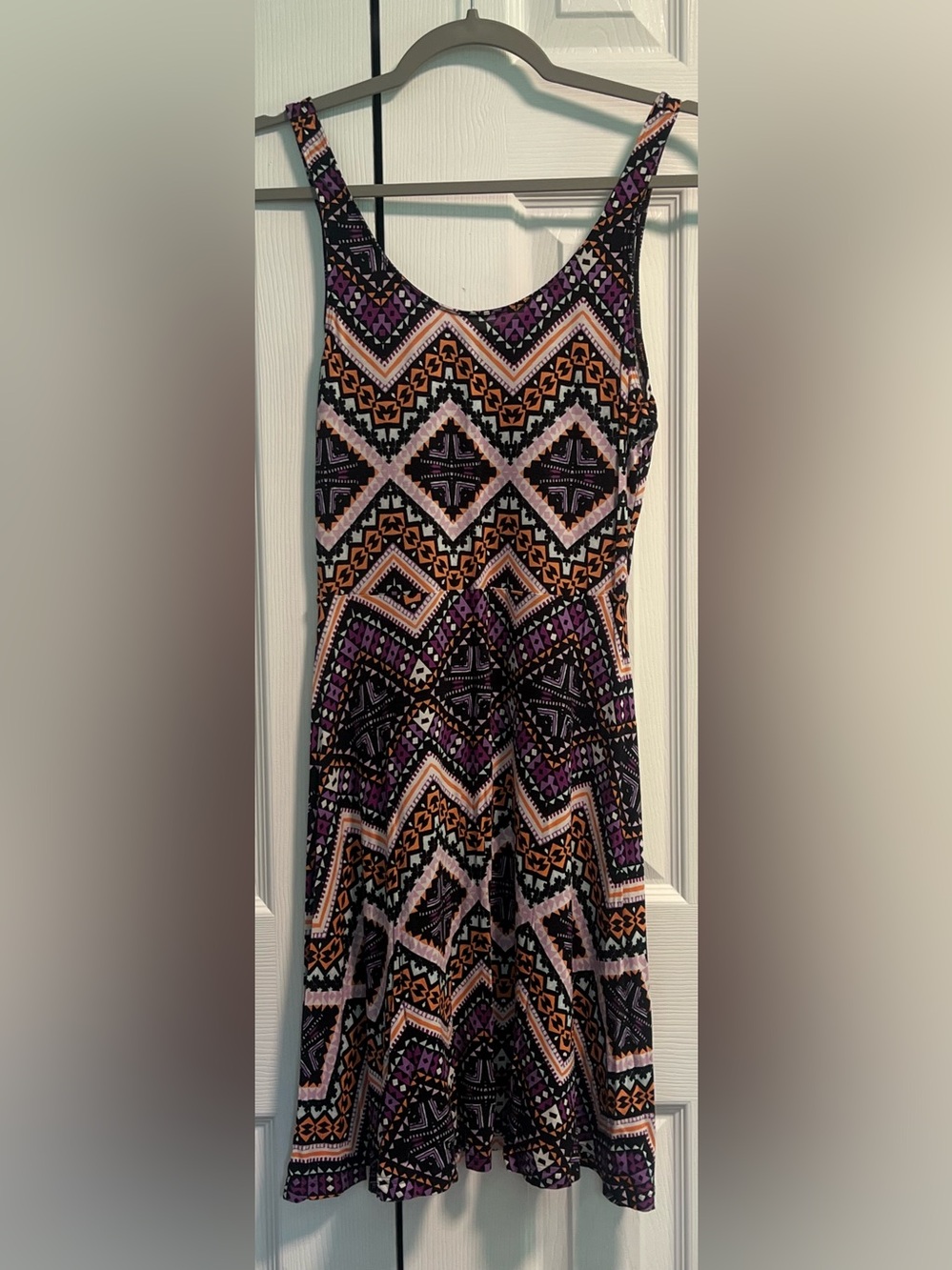 Express Tribal-Print Sleeveless Skater Mini Dress